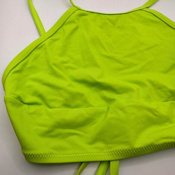 Skims Recycled Swim High Neck Top Neon Green String Bikini Top Size XS - Picture 5 of 5
